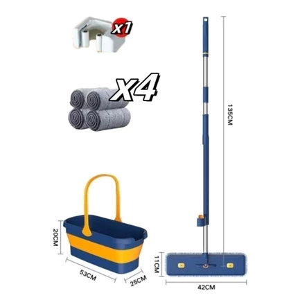 KIT 9 Conjunto De Esfregão E Balde Dobrável De Microfibra Com Raspador De Desaguamento S10 - Imagem 2