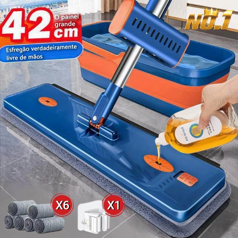 KIT 9 Conjunto De Esfregão E Balde Dobrável De Microfibra Com Raspador De Desaguamento S10