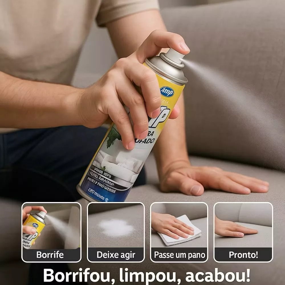Espuma Spray Zip Clean 300ml Limpa a Seco Sofá, Estofado, Banco de Carro Limpeza Profunda - Imagem 3